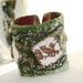 Wrist Cuff Velvet Ren Faire Renaissance Fabric Mystic Forest Green with Nightingale