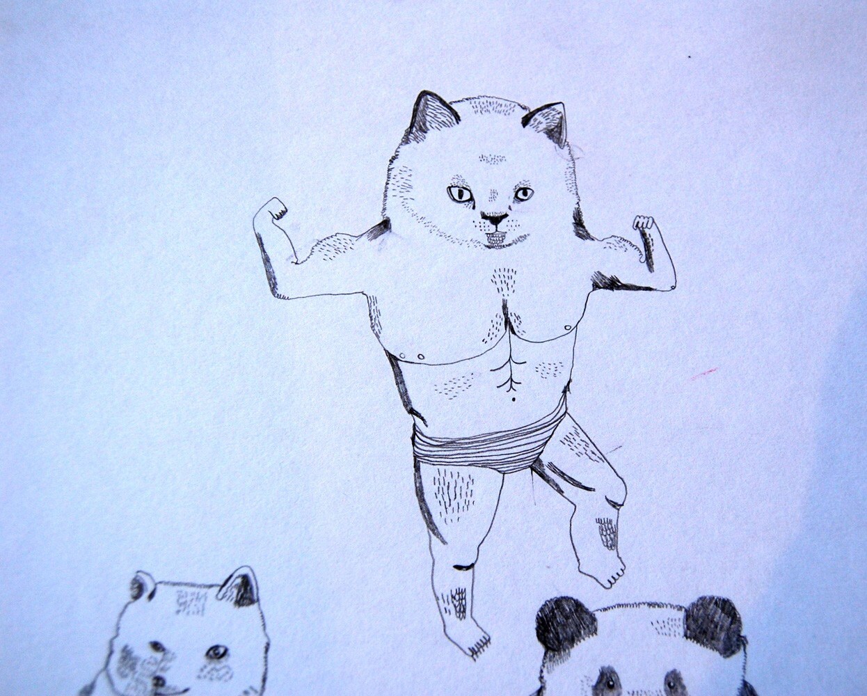 Strong Cats Original A3 Drawing