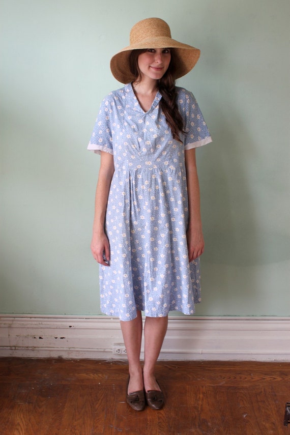 1940s Floral Farm Dress L/XL