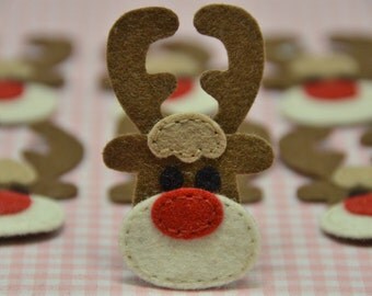 Set of 6pcs handmade felt reindeer--chocolate (FT857)