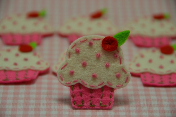 Set of 6pcs handmade felt cupcakedark canation FT834 by AsecInc