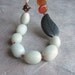Ete indien (Indian summer) necklace - amazonite nuggets, carnelian, ebony wood carved leaf, Swarovski crystals, copper and bronzite hazelnut