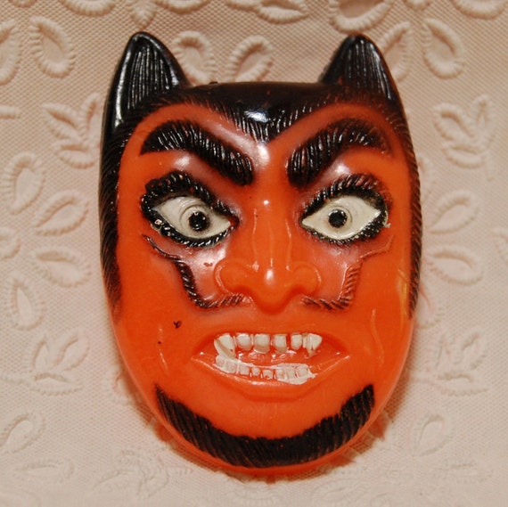 Vintage Devil Face Plastic Clicker Hong Kong Halloween