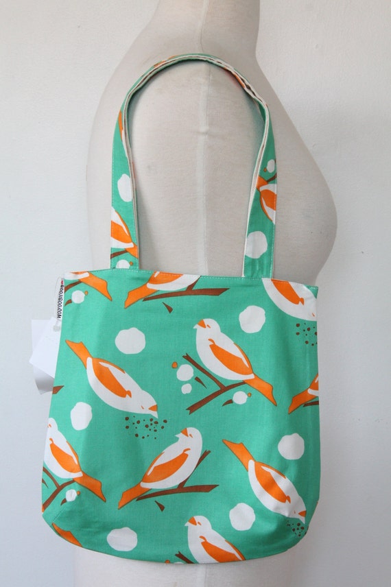 Purse Tote Bag Turquoise Bird Seed Rounded Shape
