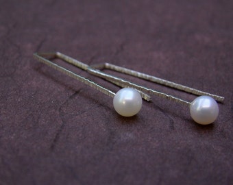 Sterling Silver Zen Staple White Pearl Earrings