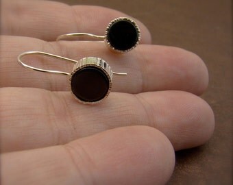 Black Onyx Sterling Silver Zen Dot Earrings