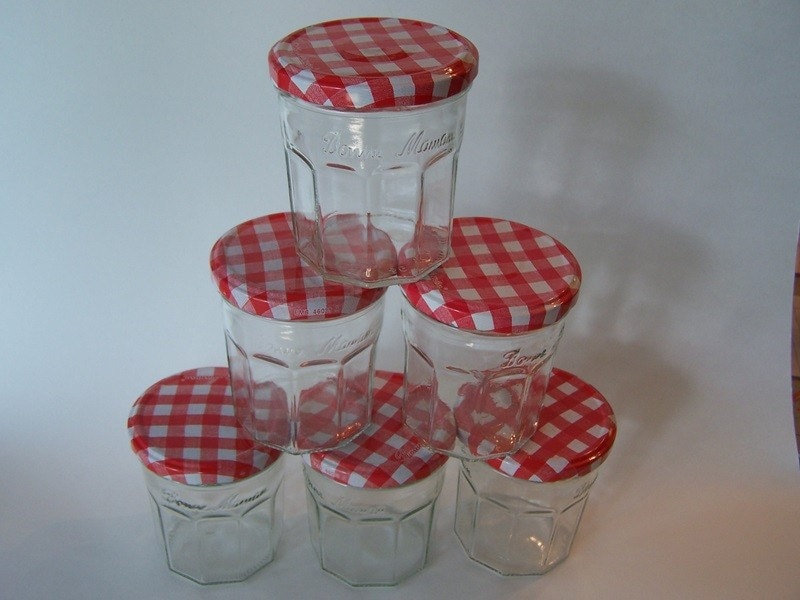 6 Vintage French Jelly Jars from Bonne Maman