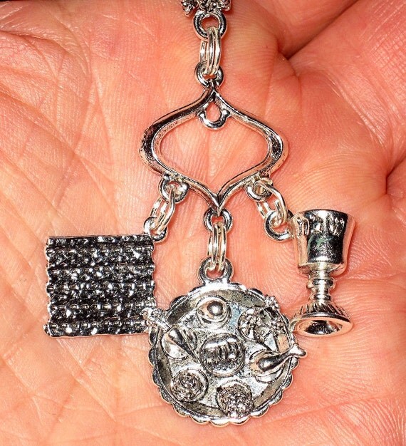 Items similar to Passover Theme charm necklace Jewish Holiday jewelry