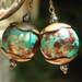 Earths on Caps, lucite, barss and hematite, on solid brass, chunky rustic earrings