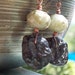 Apache Tears earrings black obsidian, labradorite and copper natural volcanic chunky nuggets handmade copper unisex neutral colors gemstone