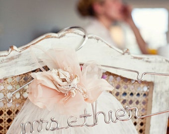 Wedding Hanger, Bridal Hanger, Personalized Hanger, The Original Silver Lingerie, Custom Wedding Dress Hanger in Wire