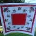 SALE SALE SALE VINTAGE RED and WHITE PRINTED TABLECLOTH LOTS OF VEGETABLES VEGGIES