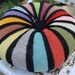 Vintage Round Colorful Knitted 1970s Era Pillow