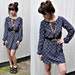 vintage 80s upcycled polka dot mini dress with black lace panels