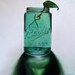 Antique Ball Mason Jar Oil Painting, blue, green