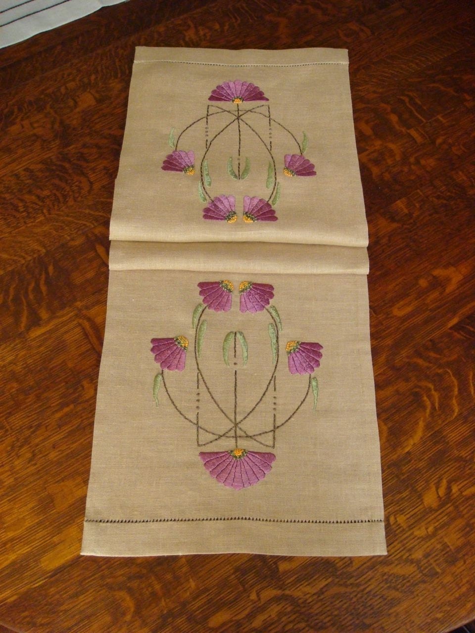 Hand Embroidered Silk Table Runner Arts and by paintbythread