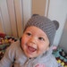 Baby Solid Grey Beanie Hat with Bear Ears