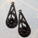 Daisy Teardrop Charm Vintaj Arte Metal Black 2 Pc. V74