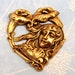 Woman Heart Lily Pendant Art Nouveau Antique Gold K7