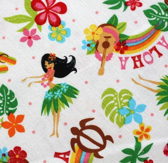 Hawaiian Aloha Hula Girl Japanese Fabric Fat Quarter Last