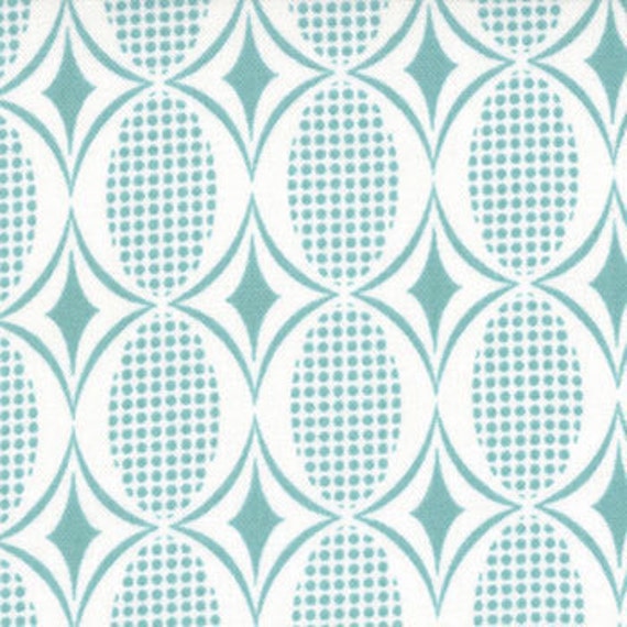1y Half Moon Modern fabric Aqua Ovals