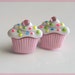 Pink Cupcake Earrings, Pastel Studs, Sprinkles, Kawaii Food Jewelry