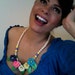 Bright Vintage Wooden Hand Dyed Floral Necklace