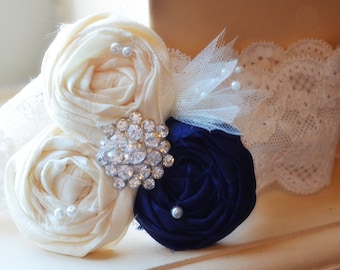 Weddings Navy Blue Garter Something Blue Bridal Garter, Lace Bridal Garter