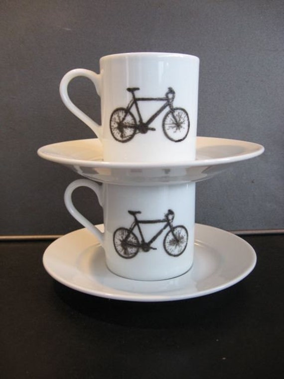 set of 2 bicycle espresso cups
