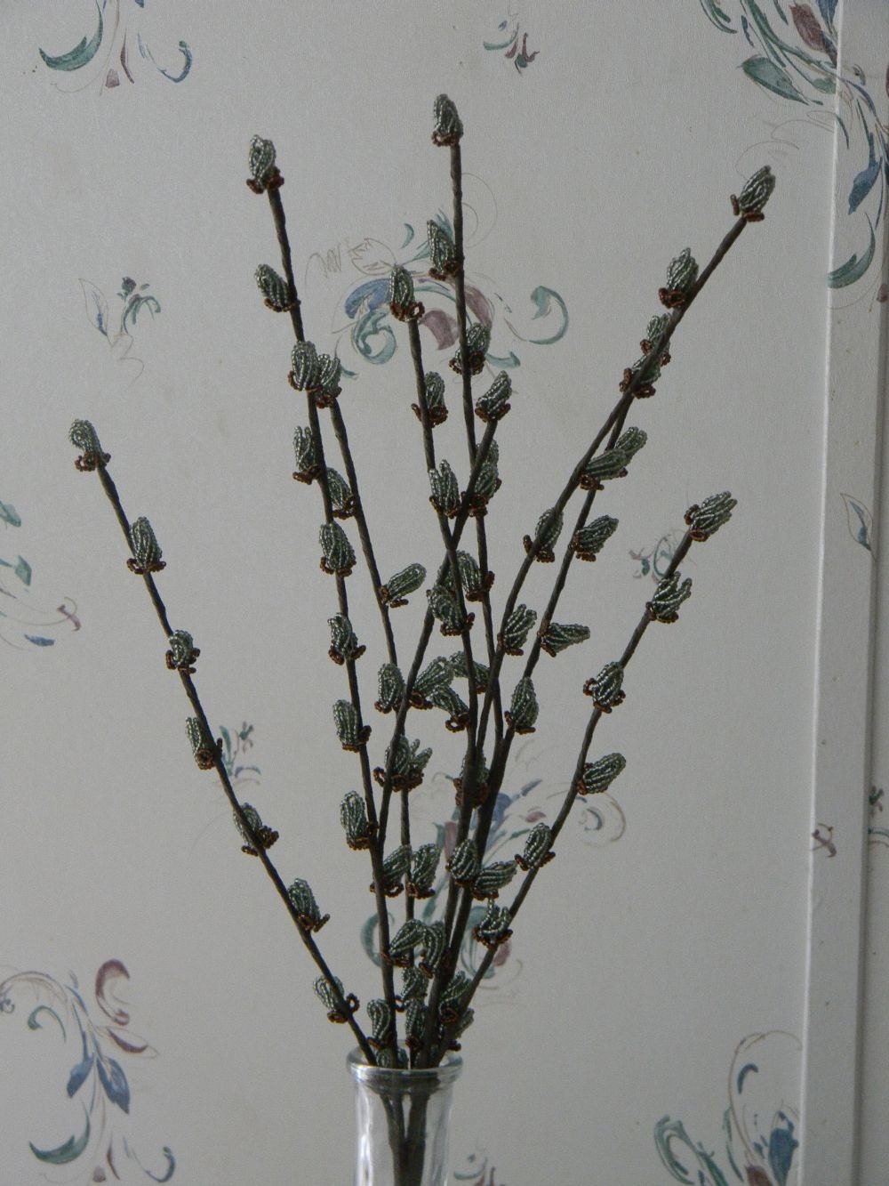 French Beaded Flowers Pussy Willow Branches By LaurasBeadCreations