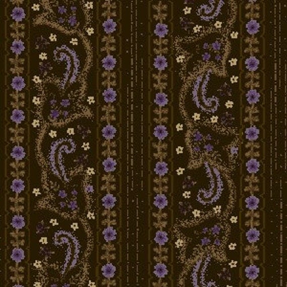 Lilac Parade Fabric Purple Lavender Border Stripe 1 Yard