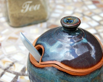 Sugar Bowl / Honey Jar in Slate Blue- Made to Order