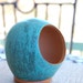 Salt Pig or Salt Cellar in Turquoise Unglazed on the Inside