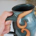 Slate Blue Mug with Rust Waves- Made to Order