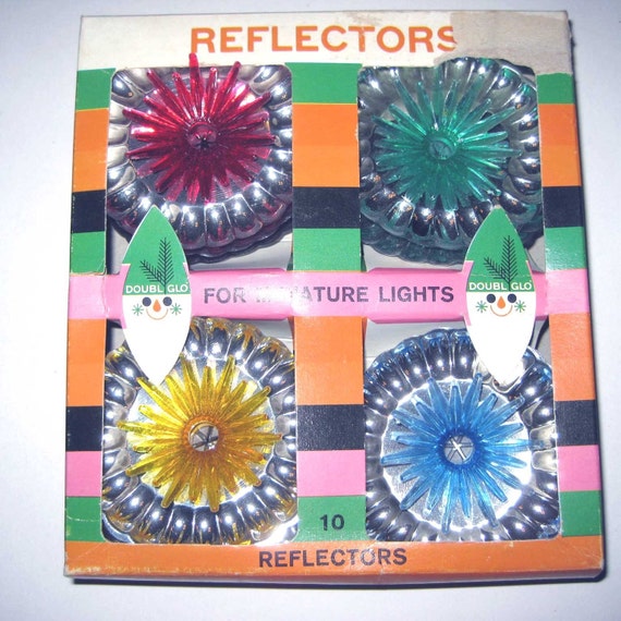Vintage 1960s Christmas Tree Light Reflectors in Original Box