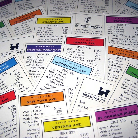 Lot of 26 Monopoly Title Deed Railroad and Utility Cards
