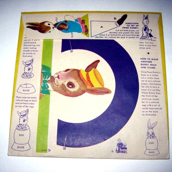 Vintage Paas Easter Egg Colors Dye Packet with Rabbits