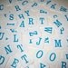 Vintage White and Blue Plastic Alphabet Letter Tiles Lot of 56