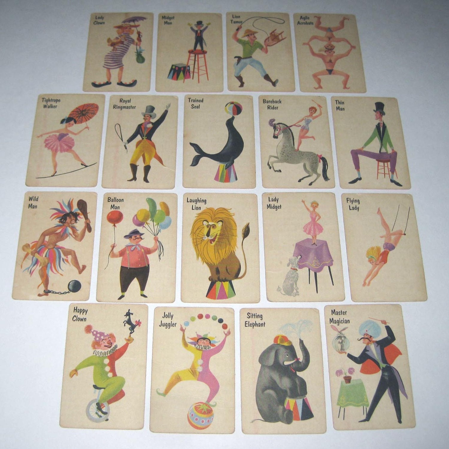 Vintage Lot of 18 Old Maid Character Childrens Playing Cards