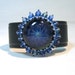 Bead Embroidered Cuff Bracelet - Stormy Swirls Blue Glass