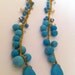 PEARL TEAR dangle mix bohemian drop beads gold faux turquoise extra long super earth nature earring
