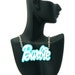 Nicki Minaj Barbie doll blue pendant with chain aqua large necklace dollies mint white double glitter layered thick plastic