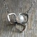 Ready To Ship, Gemmy Pearl and Oxidized Sterling Silver Trillium Necklace
