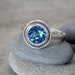 READY To SHIP Size 8, Swiss Blue Topaz Halo Ring in Tarnish Resistant Sterling