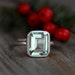 Ready To Ship Size 8 3/4 Green Amethyst Emerald Cut Ring in Argentium Sterling Silver, Recycled Silver Made to Order