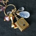 Book locket necklace, garnet, tourmaline necklace in gold --Romanza--