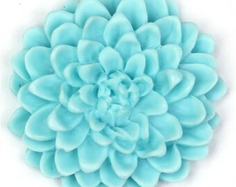 Large Chrysanthemum Flower Cabochon 32mm Light Blue (2) PC144