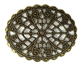 Filigree Stampings - Oval 45x36mm Antique Brass (2) FI331
