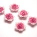 6 Vintage Porcelain Flower Cabochons - Rose Pink Luster- 11mm VGC034