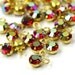 Vintage 17ss Swarovski Rhinestone Charms in Raw Brass Settings Fuchsia AB (12) VS020